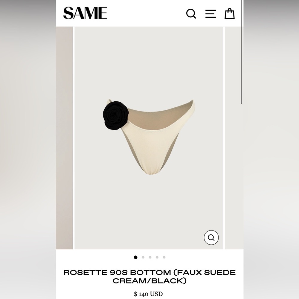 SAME SWIM - ROSETTE 90S BOTTOM (FAUX SUEDE CREAM/BLACK)
